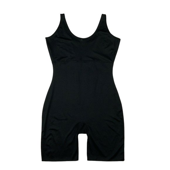 Spanx By Sara Blakely Romper Shapewear Plus 1X Black Sleeveless Scoop Mid Thigh - Picture 2 of 12